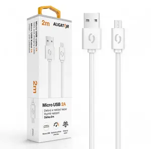 Datový kabel ALIGATOR 2A micro USB 2m, bílá