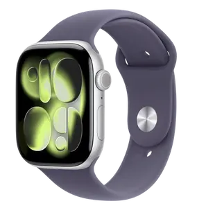 APPLE Watch 11 GPS + Cellular 42mm stříbrný hliník - mlžně fialový sportovní řemínek - M/L