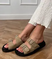 marka niezdefiniowana Green flip-flops with buckles on straps Klinet