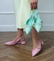 marka niezdefiniowana Pink low-heeled slingback pumps Ferli