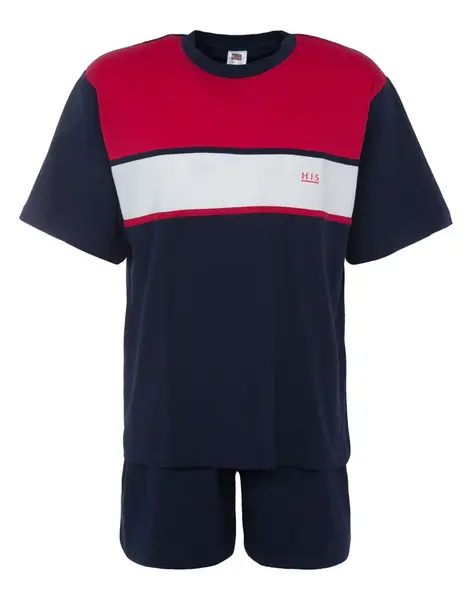 H.I.S Krátke pyžamo  námornícka modrá / červená / biela