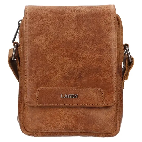 Pánska kožená taška cez rameno Lagen Unne - koňak