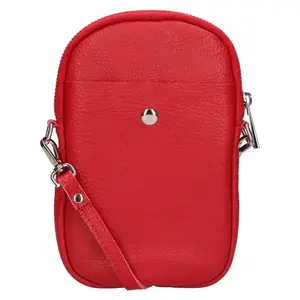 Dámska kožená kabelka na mobil a doklady Italia Monea - červená