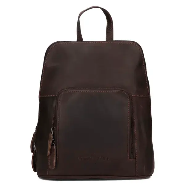 Vintage dámsky kožený batoh Greenwood Anites - tmavo hnedá