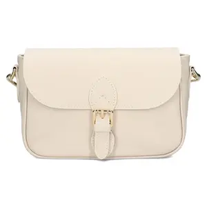 Dámska kožená crossbody kabelka Italia Melanis - krémová