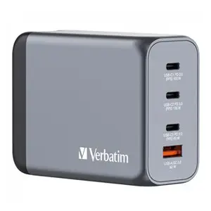 Verbatim GaN 32204, cestovní nabíječka do sítě, USB 3.0, USB C, šedá, 200 W, vyměnitelné vidlice C,G,A