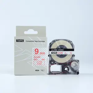Epson LK-3TRN, ST9RW, 9mm x 9m, červený tisk / průhledný podklad, kompatibilní páska