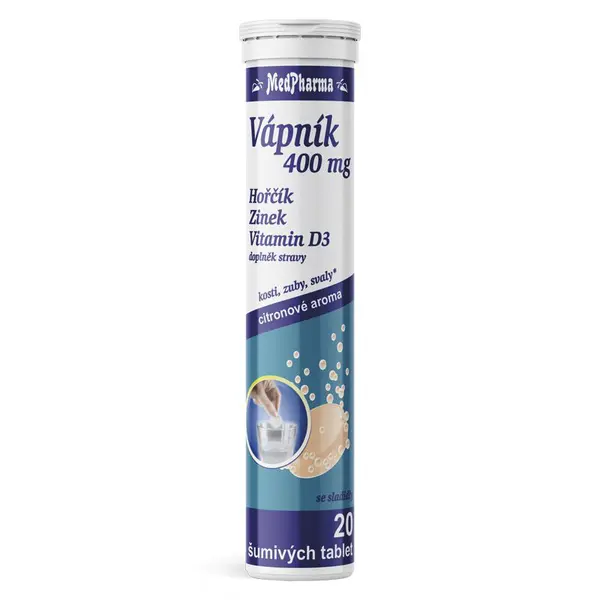 MedPharma Vápník 400 mg + Hořčík + Zinek + vitamin D3 20 šumivých tablet
