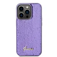 Zadní kryt Guess Sequin Script Logo pro Apple iPhone 14 Pro, fialová