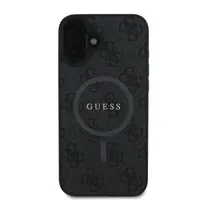 Zadní kryt Guess PU Leather 4G Colored Ring MagSafe pro Apple iPhone 16 Plus, černá