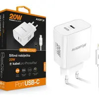 Aligator PD 20W rychlá nabíječka USB-C s kabelem USB-C/Lightning bílá