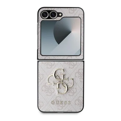 Zadní kryt Guess PU 4G Metal Logo pro Samsung Galaxy Z Flip6/7 FE, růžová