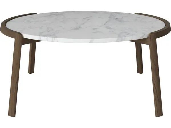 Konferenční stolek Mix Ø94 cm, více variant - Bolia Varianta: Grey/white marble | Dark oiled oak, Solid | v. 42 cm