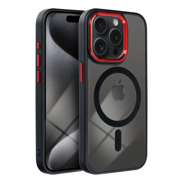 Zadní kryt COLOR EDGE MAG COVER case compatible with MagSafe pro Apple iPhone 16 Pro, černá červená