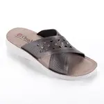 Dámské pantofle na klínku perforované s kamínky