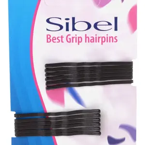 Vlnitá sponka Sibel Best Grip - 5 cm, hnědá - 12ks (9600054-15)