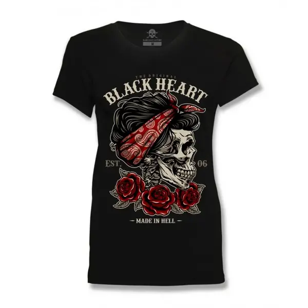 Dámské triko BLACK HEART Pin Up Skull černá XL
