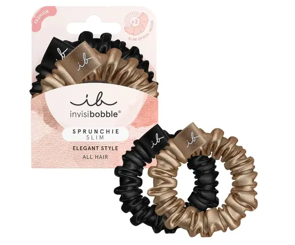 Ozdobné spirálové gumičky Invisibobble Sprunchie Slim True Golden - 2 ks + dárek zdarma