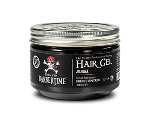 Gel na vlasy s jojobou s maximální fixací Barbertime Hair Gel Jojoba - 300 ml - Pirates of the Barbertime + dárek zdarma