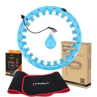 HMS SET HHW01 + BR163 Set masážnej obruče so závažím a zoštíhľujúcim pásom, svetlomodrá, veľkosť