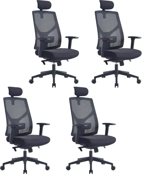 MERCURY 4PACK Ergonomická kancelářská židle ARES černá, vysoké postavy, sezení 8 hodin denně (4 ks)