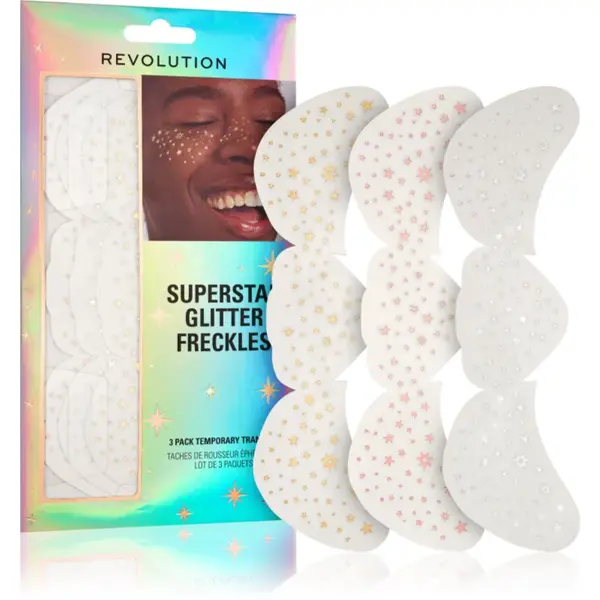 Makeup Revolution Superstar Glitter Freckles nálepky na obličej 3 ks