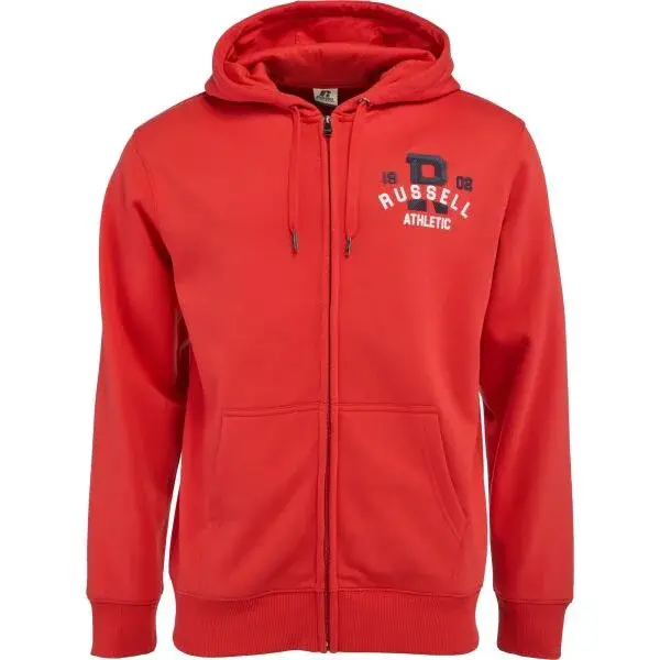 Russell Athletic CLASSIC PRINTED ZIP THROUGH HOODY M Pánska mikina, červená, veľkosť