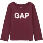 GAP V-FRCH LOGO Dievčenské tričko s dlhým rukávom, vínová, veľkosť 4Y