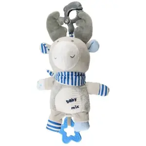 BABY MIX LOS Plyšová hračka s hracím strojčekom a klipom, sivá, veľkosť