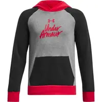 Under Armour RIVAL FLEECE SCRIPT CB HD Chlapčenská mikina, čierna, veľkosť XS