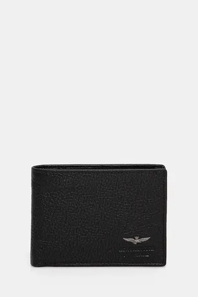 Kožená peněženka Aeronautica Militare černá barva, AM181