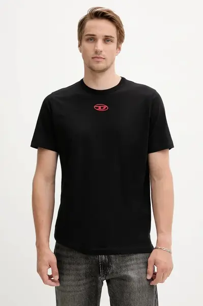 Bavlněné tričko Diesel T-ADJUST-OD pánské, černá barva, s aplikací, A17880.0CLBR