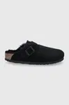 Semišové papuče Birkenstock Boston černá barva, 259883