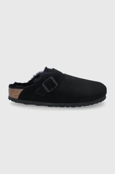 Semišové papuče Birkenstock Boston černá barva, 259883