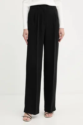 Kalhoty Guess THEOLINE dámské, černá barva, široké, high waist, W5YB08 WGHC2