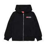 Dětská bavlněná mikina Diesel SDROPSHOODZ OVER SWEAT-SHIRT černá barva, s kapucí, s potiskem, J02484