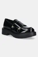 Kožené mokasíny Love Moschino dámské, černá barva, na platformě, JA10104G1NIH0000