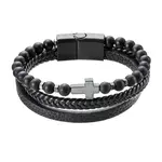 Evolution Group - Pavona Elegantní koženkový náramek s korálky 43044.3 černý 23 cm