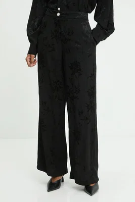 Kalhoty Answear.LAB dámské, černá barva, široké, high waist