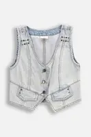 Dětská vesta Coccodrillo šedá barva, JEANS COLLECTION GIRL