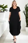 43964 Dewberry Plus Size Jumbo Short Sleeve Dress-BLACK