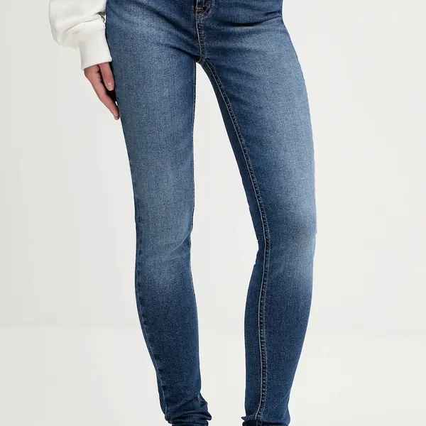 Džíny Tommy Jeans dámské, tmavomodrá barva, DW0DW21740