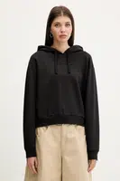 Bavlněná mikina Vans dámská, černá barva, s kapucí, hladká, VN000RAHBLK1