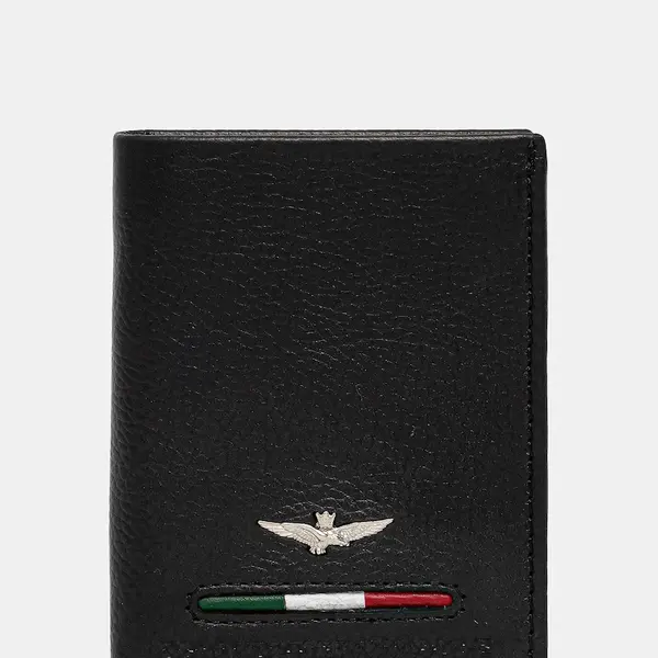Kožená peněženka Aeronautica Militare černá barva, AM154