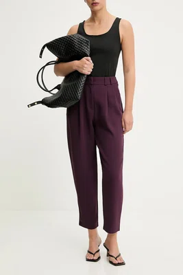 Kalhoty Answear.LAB dámské, fialová barva, střih chinos, high waist