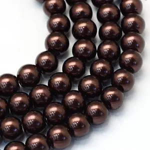 Baking Paint Pearlized Glass Pearl Round Bead Strands