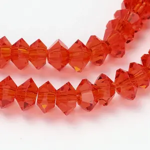Faceted Bicone Transparent Glass Bead Strands