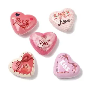 Valentine's Day Printed Opaque Acrylic Beads