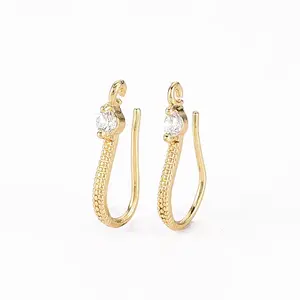 Brass Micro Pave Clear Cubic Zirconia Earring Hooks