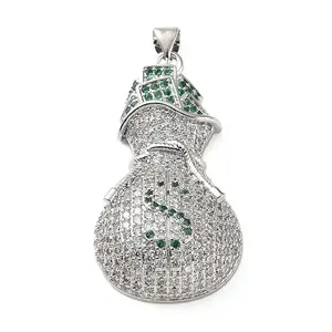 Brass Micro Pave Clear and Green Cubic Zirconia Pendants